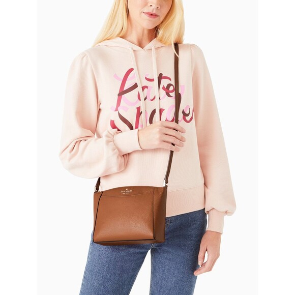 New Kate Spade Monica Pebbled Leather Crossbody Warm Gingerbread - Picture 4 of 4